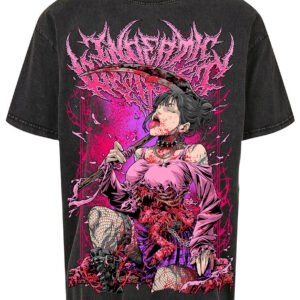 T-shirt Oversize Unisexe Anthracite InDeathWeTrust Bloody Pink