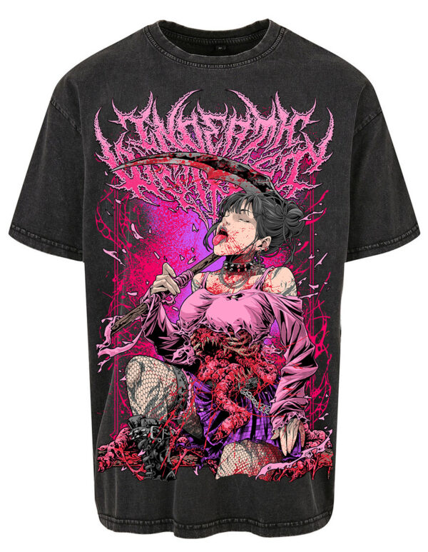 T-shirt Oversize Unisexe Anthracite InDeathWeTrust Bloody Pink