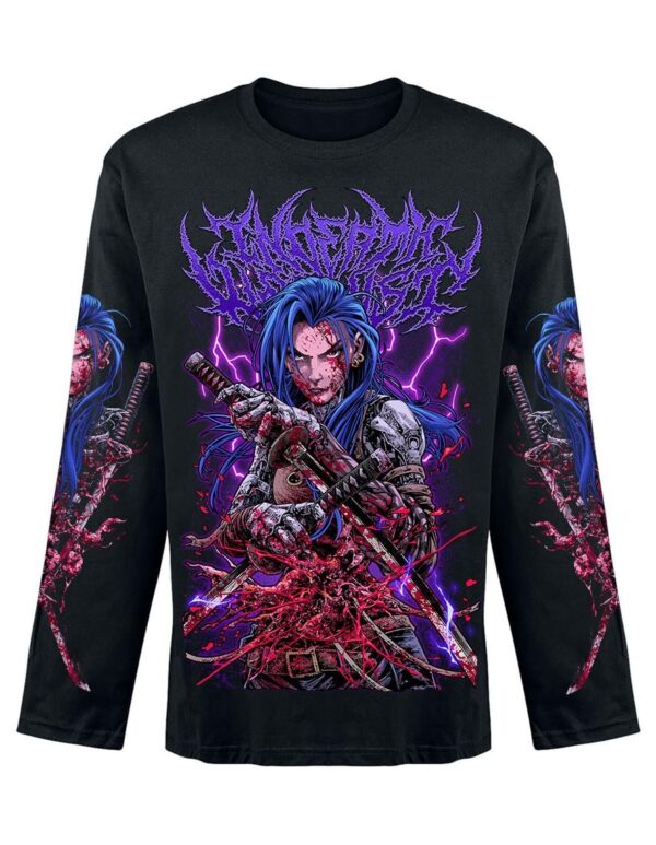 T-shirt Manches Longues Unisexe InDeathWeTrust Blue Katana